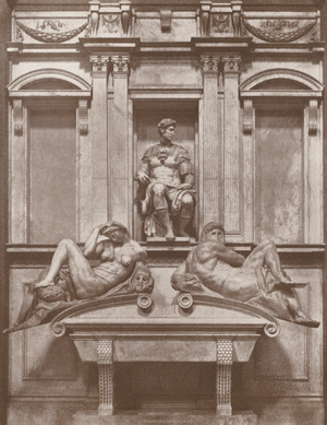 Firenze, Cappella Nuova, Tomba Di Giuliano De Medici, Michelangelo (b/w photo)
