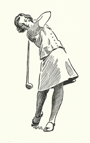 Girl playing golf (litho)