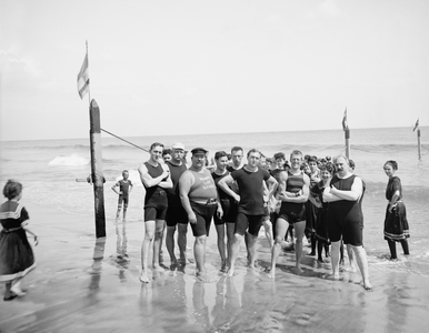 Portrait of Lifeguards at Beach, Coney Island, New York, USA, c.1900 (b/w photo)
