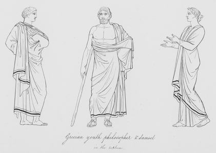 Grecian youth philosopher and damsel, in the peplum (engraving)