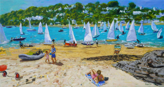 Salcombe Regatta and artists easel, 2023 (oil on canvas)
