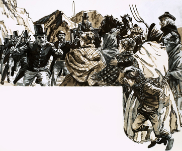 Murder in the Glen (gouache on paper)