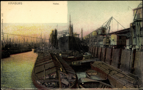 Hamburg, Port, Cranes and River Elbe, Ship