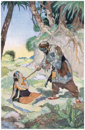 He began to beat her so badly that she cried out for help, 1930s (colour litho)