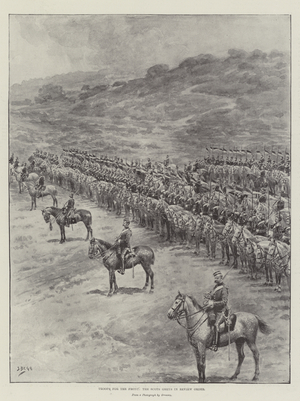 Troops for the Front, the Scots Greys in Review Order (engraving)