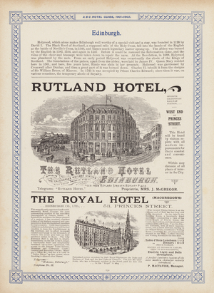 Page from the ABC Hotel Guide for Travellers and Tourists, 1901-2 (litho)