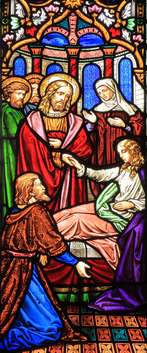 Healing the Sick, Life of Jesus Christ, stained glass, by M & A O'Connor, Snettisham, Norfolk, 1861 (stained glass)