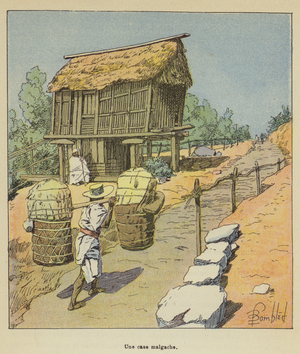 Une case malgache (colour litho)