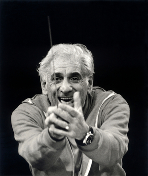 Leonard Bernstein conducting with