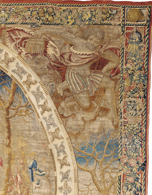 Brussels allegorical tapestry depicting the month of December from 'The Medallion Months', c.1525 (wool & silk)