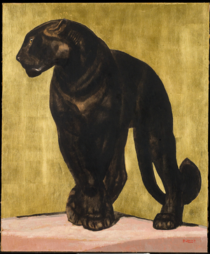 Panthere Noire Debout, c.1929 (litho, gouache & gold leaf on paper)