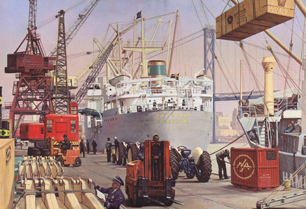 Michigan: Detroit-World Port, 1965 (colour litho)