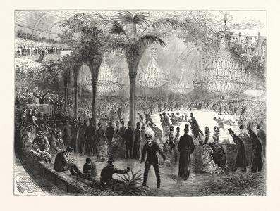 Paris on Wheels, the New Skating Rink in the Champs Elysees, France, Engraving 1876