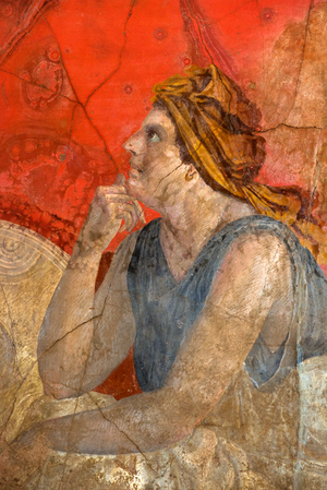 Roman art: Boscoreale - Megalographia from villa of Publius Fannius Sinistor - Detail - Asia - Archaeological National museum - MANN, Naples, Italy