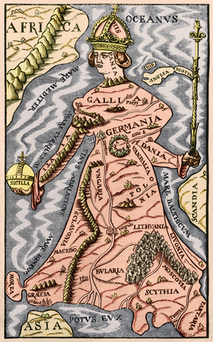 Map of Europe, illustration from 'Le Magasin Pittoresque', 1849 (coloured engraving)