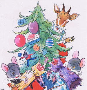 A lovely Christmas party where everybody had lots of fun (colour litho)