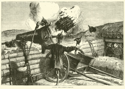 Trying the enemy's range, October 1870 (engraving)
