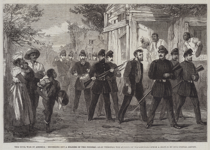 The Civil War in America, drumming out a Soldier of the Federal Army through the Streets of Washington (engraving)