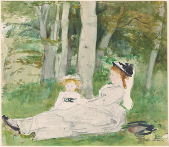 At the Edge of the Forest (Edma and Jeanne), c.1872 (watercolour)