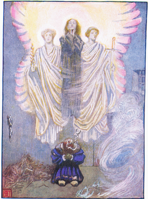 "Let earth be sever, heaven is forgiving", illustration from Favourite Operas published by Thomas Nelson and Sons Ltd, c.1930 (colour litho)