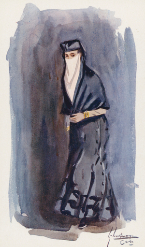 People of Egypt: Egyptian Woman, Middle Class, Horma (colour litho)