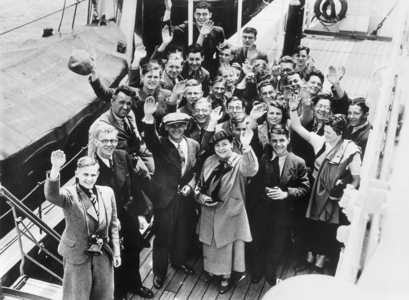 German exchange students in New York, 1936 (b/w photo)