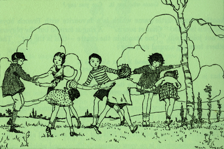 Children's game. 'Enfilons les aiguilles de bois''