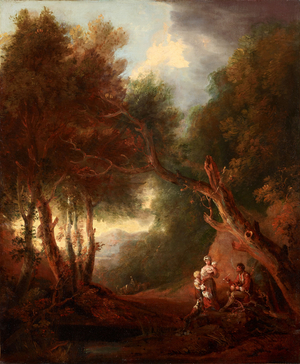 Wooded Landscape, Autumn Evening (oil on canvas)