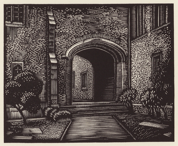 Cambridge: Corpus Christi from St Benet's (woodcut)