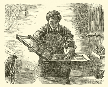 The Reverend William Davy as his own printer (engraving)