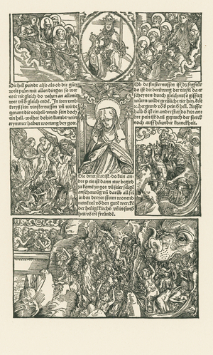 Saint Birgitta and the Virgin interceding for the Damned, 1500 (woodcut)