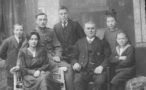 Austro-Hungarian Officer With His Family, 1916 (b/w photo)