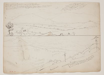 View Towards Ossipee Mountains; View With Distant Mountains, 1828 (pen & ink with graphite & w/c on paper)