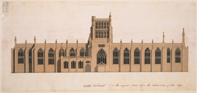 Elevation of the north side of Bristol Cathedral