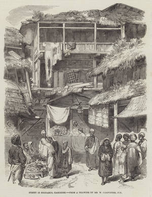 Street in Sirinagur, Cashmere (engraving)