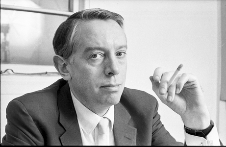 Ken Tynan, National Theatre Company offices at Old Vic, London, 1966 (b/w photo)