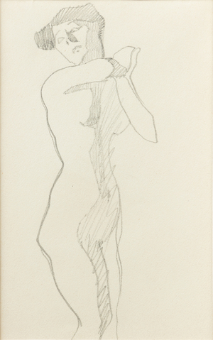 Standing nude woman, (pencil on paper)