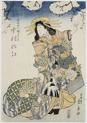 Osaka - Actor in female role as courtesan, 1840 (woodblock print)