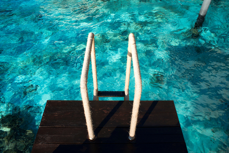 Stairway to the sea, Luxury bungalows villas in The Residence Hotel and Resort, Gaafu Alifu Atoll, Maldives Islands (photo)