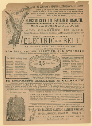 Advert for Electric Body Belt (engraving)