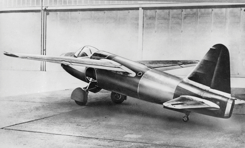 German fighter Heinkel HE-178 used during ww2  (b/w photo)
