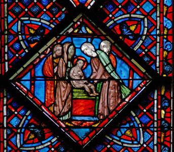 Window w9L  St John the Baptist: circumcision (stained glass)