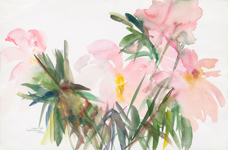 Peonies, 1987 (watercolour on paper)