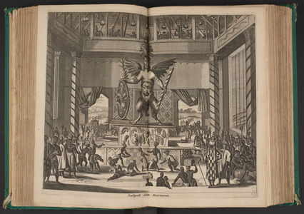 God Huitzilopochtli, DPS from "The New and Unknown World: Or Description of America and the South Country, Describing the Origin of the Americas and Southlanders, Memorable Journeys of the South", 1671 (print)
