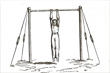 A man exercising using a horizontal bar