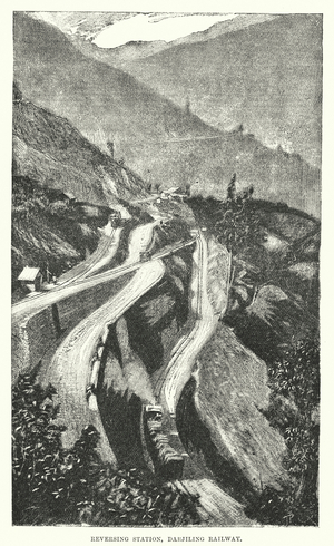 India: Reversing Station, Darjiling Railway (engraving)