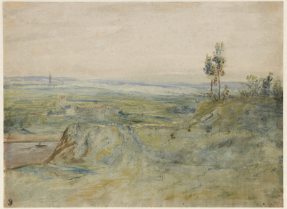 La Plaine, vue des hauteurs de Meudon, c.1833 (w/c & oil paint on wove paper)