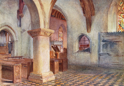 Wessex: The church at Bere Regis (colour litho)