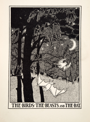 The Birds, the Beasts and the Bat, from A Hundred Fables of Aesop, pub.1903 (engraving)