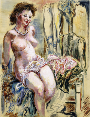 Seated Female Nude; Sitzender Weiblicher Akt, 1948 (gouache, brush and ink on paper)